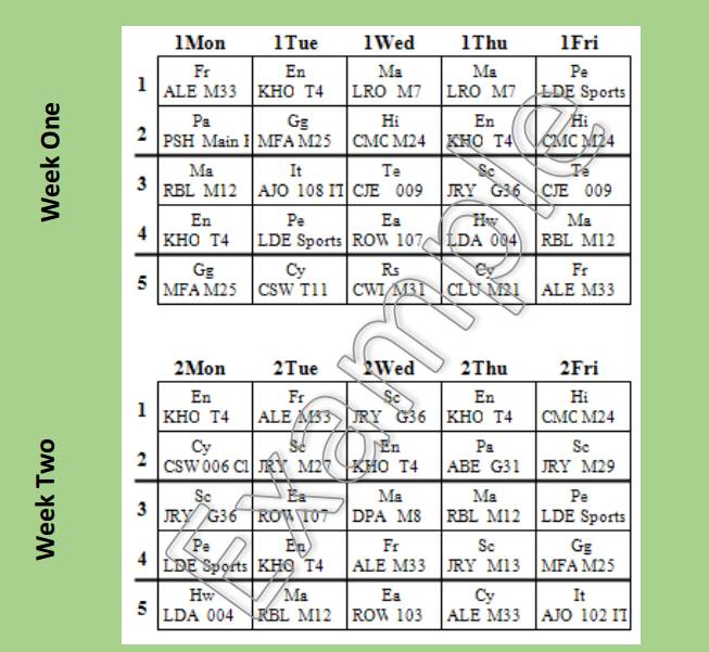 Example Timetable